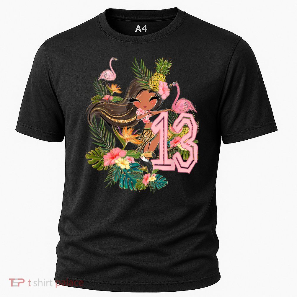 13th Birthday Tiki Party Pool Summer Hula Hawaiian Luau Friend Performance Shirt