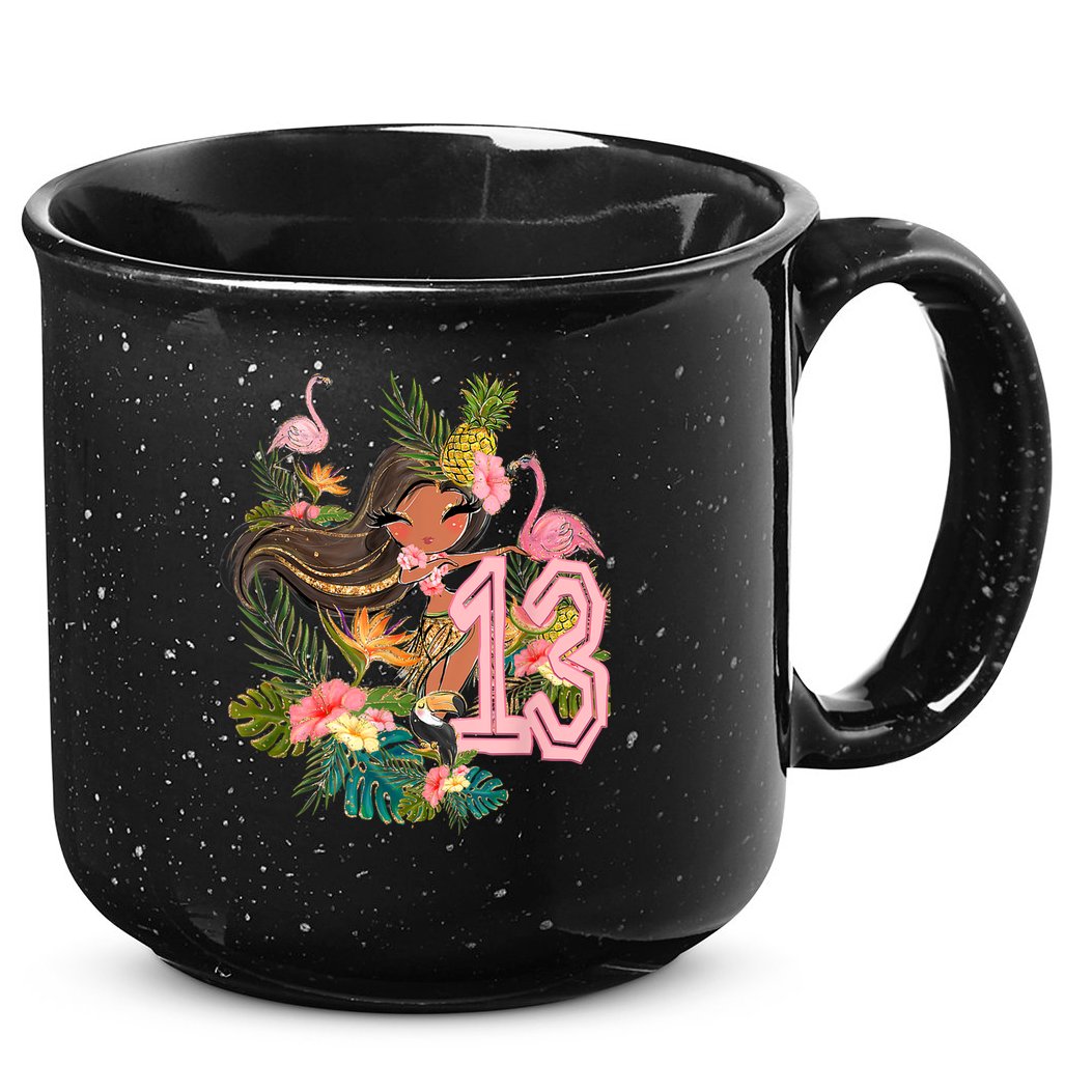 13th Birthday Tiki Party Pool Summer Hula Hawaiian Luau Friend 15oz Campfire Ceramic Mug