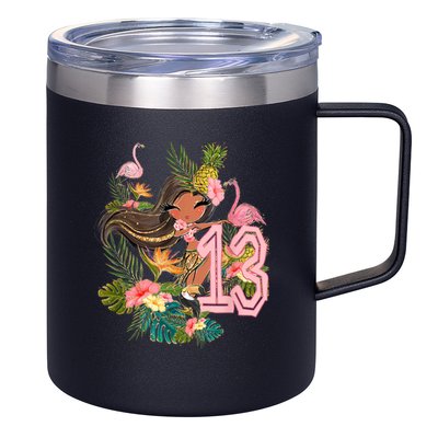 13th Birthday Tiki Party Pool Summer Hula Hawaiian Luau Friend 12oz Stainless Steel Coffee Mug