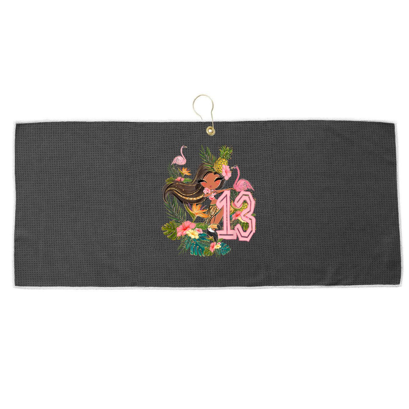 13th Birthday Tiki Party Pool Summer Hula Hawaiian Luau Friend Large Microfiber Waffle Golf Towel