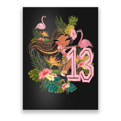 13th Birthday Tiki Party Pool Summer Hula Hawaiian Luau Friend Poster