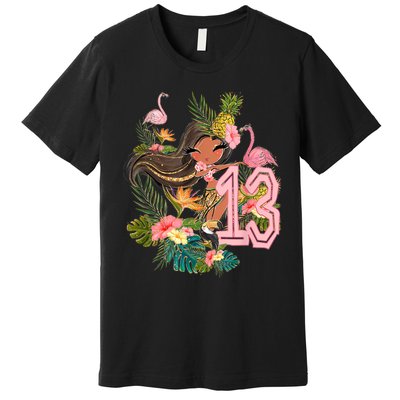 13th Birthday Tiki Party Pool Summer Hula Hawaiian Luau Friend Premium T-Shirt