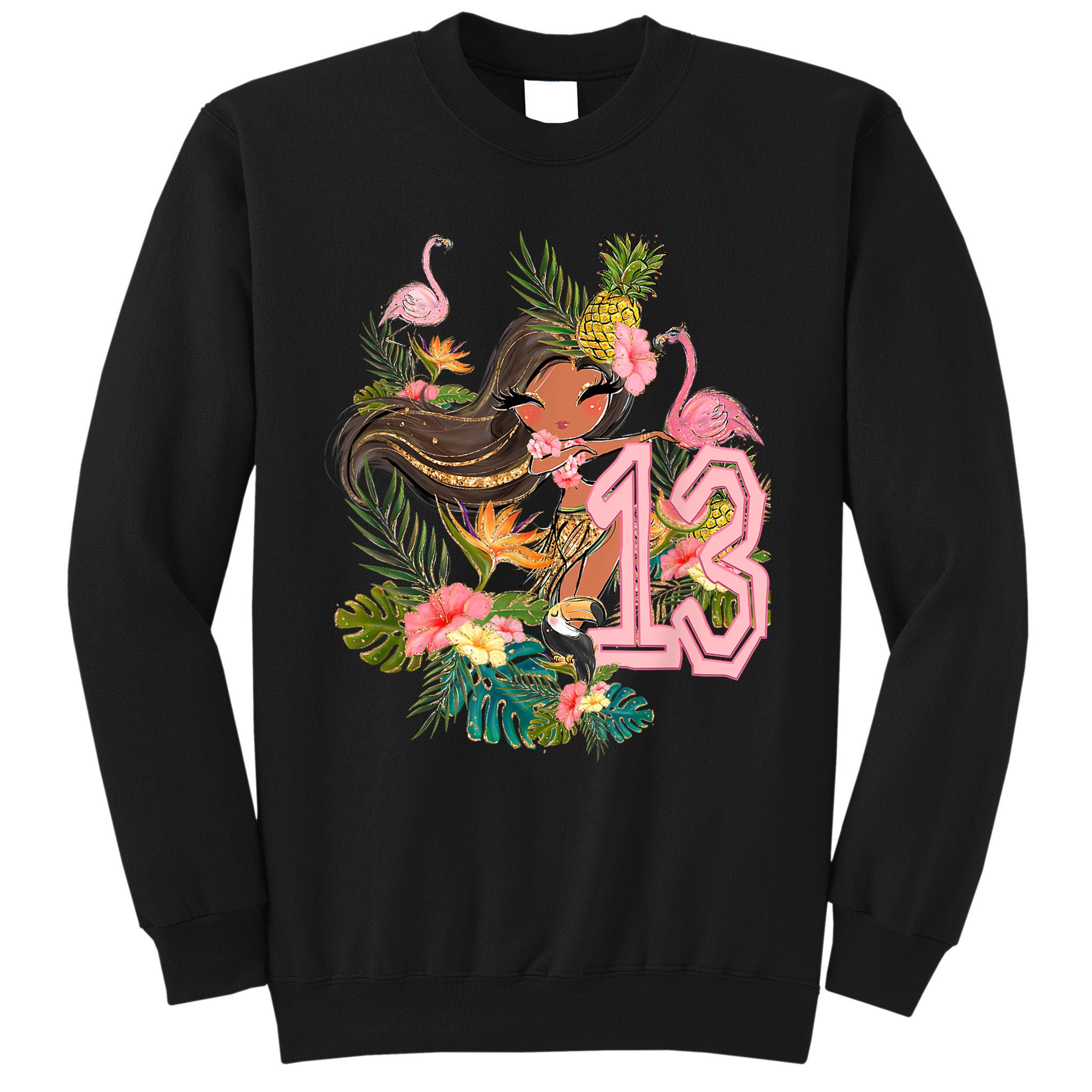13th Birthday Tiki Party Pool Summer Hula Hawaiian Luau Friend Tall Sweatshirt