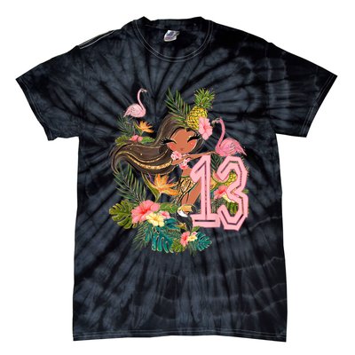 13th Birthday Tiki Party Pool Summer Hula Hawaiian Luau Friend Tie-Dye T-Shirt