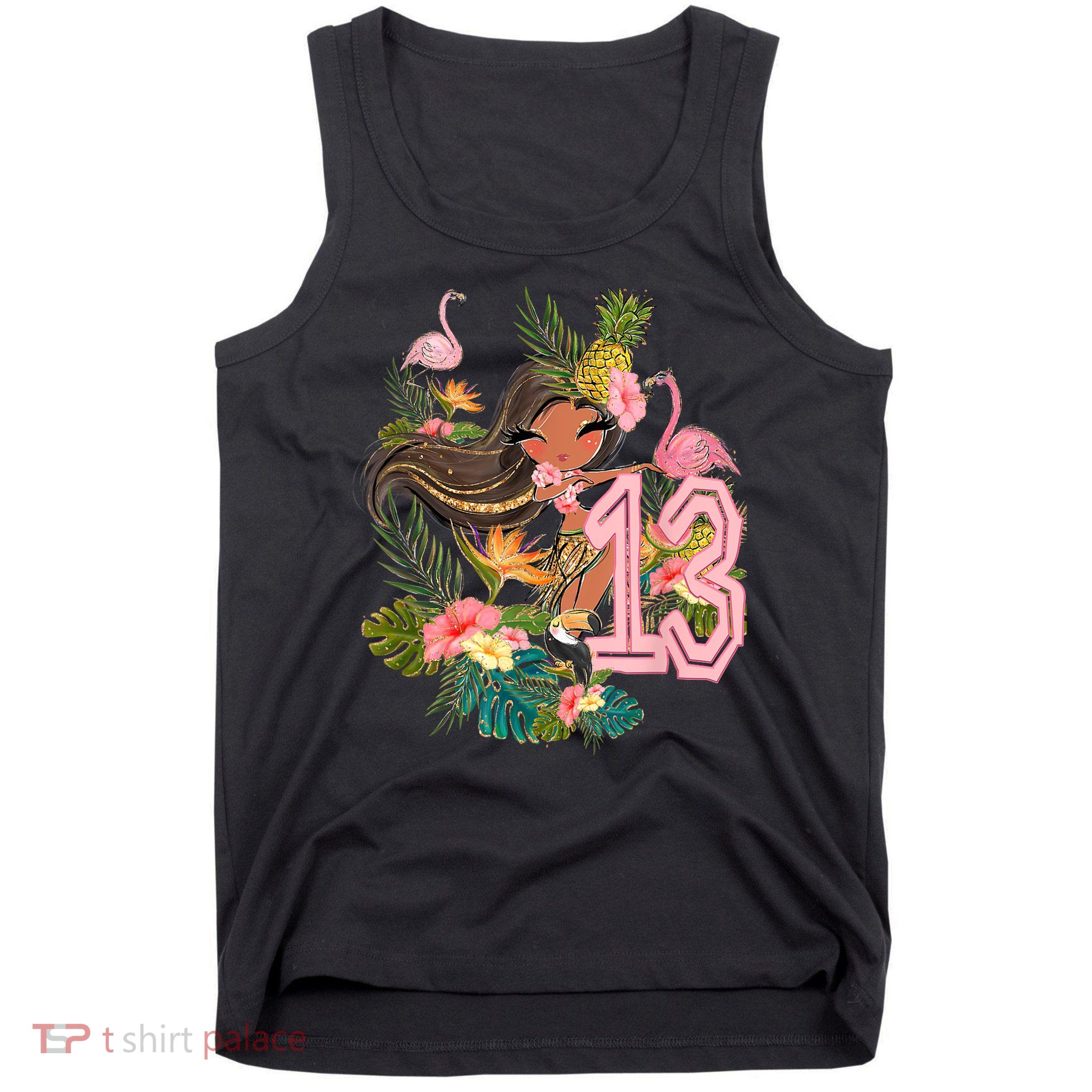 13th Birthday Tiki Party Pool Summer Hula Hawaiian Luau Friend Tank Top
