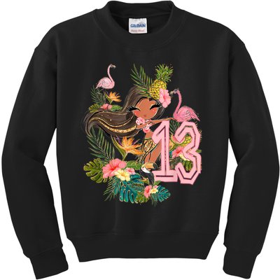 13th Birthday Tiki Party Pool Summer Hula Hawaiian Luau Friend Kids Sweatshirt