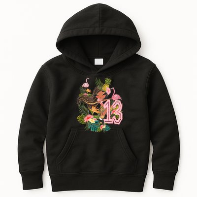 13th Birthday Tiki Party Pool Summer Hula Hawaiian Luau Friend Kids Hoodie