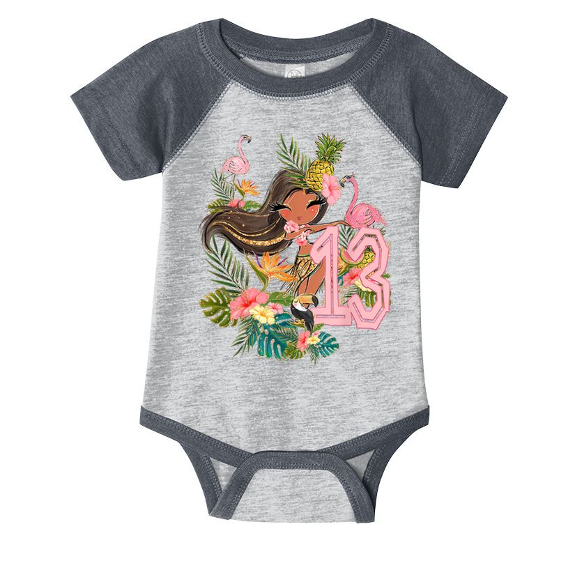 13th Birthday Tiki Party Pool Summer Hula Hawaiian Luau Friend Infant Baby Jersey Bodysuit