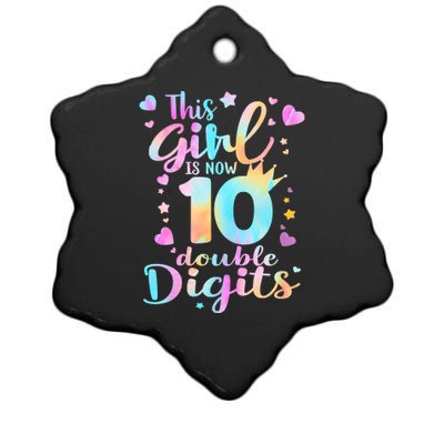 10th Birthday This Girl Is Now 10 Double Digits Tie Dye Ceramic Star Ornament