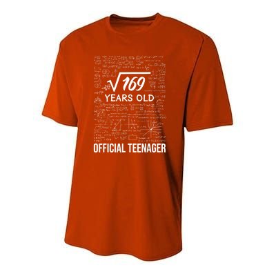 13 Birthday Teenager Boy 13yr Math 13th Birthday Youth Performance Sprint T-Shirt