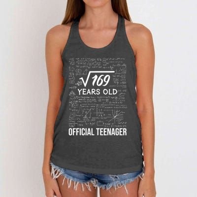 13 Birthday Teenager Boy 13yr Math 13th Birthday Women's Knotted Racerback Tank