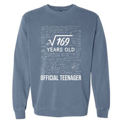 13 Birthday Teenager Boy 13yr Math 13th Birthday Garment-Dyed Sweatshirt