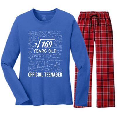 13 Birthday Teenager Boy 13yr Math 13th Birthday Women's Long Sleeve Flannel Pajama Set 