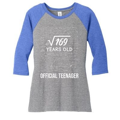 13 Birthday Teenager Boy 13yr Math 13th Birthday Women's Tri-Blend 3/4-Sleeve Raglan Shirt