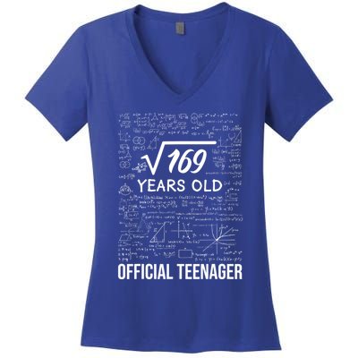 13 Birthday Teenager Boy 13yr Math 13th Birthday Women's V-Neck T-Shirt