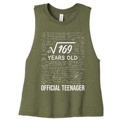 13 Birthday Teenager Boy 13yr Math 13th Birthday Women's Racerback Cropped Tank