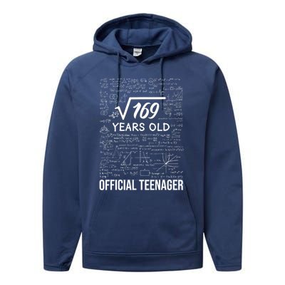 13 Birthday Teenager Boy 13yr Math 13th Birthday Performance Fleece Hoodie