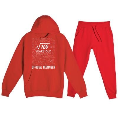 13 Birthday Teenager Boy 13yr Math 13th Birthday Premium Hooded Sweatsuit Set