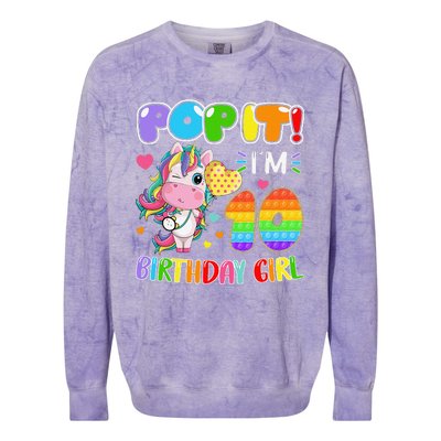 10th Birthday Unicorn Fidget Pop It Birthday 10 Year Colorblast Crewneck Sweatshirt