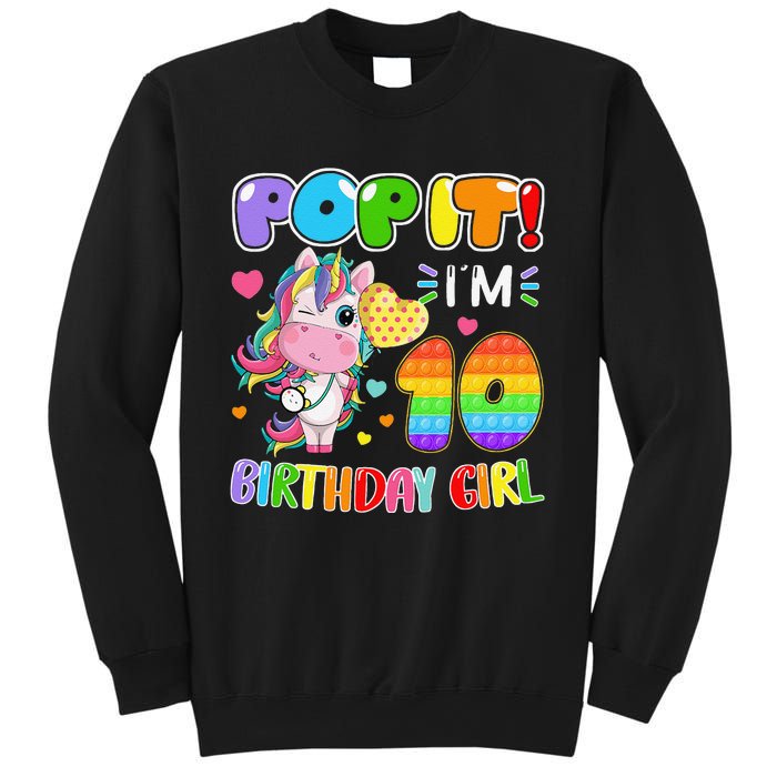 10th Birthday Unicorn Fidget Pop It Birthday 10 Year Sweatshirt