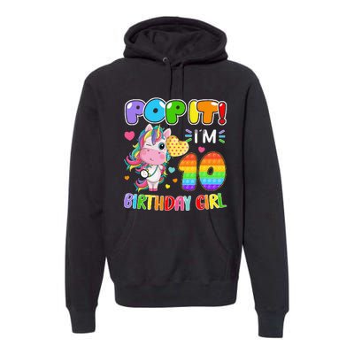 10th Birthday Unicorn Fidget Pop It Birthday 10 Year Premium Hoodie