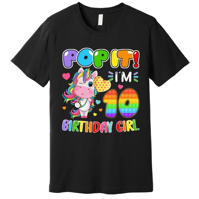 10th Birthday Unicorn Fidget Pop It Birthday 10 Year Premium T-Shirt