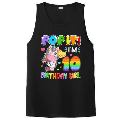 10th Birthday Unicorn Fidget Pop It Birthday 10 Year PosiCharge Competitor Tank