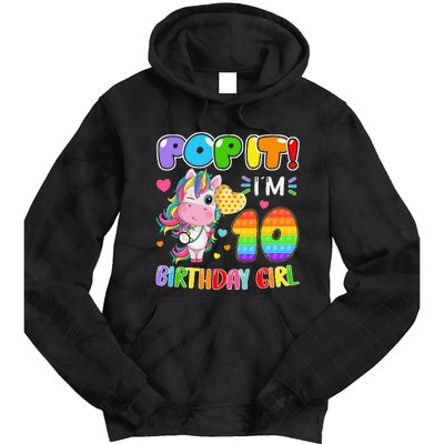 10th Birthday Unicorn Fidget Pop It Birthday 10 Year Tie Dye Hoodie