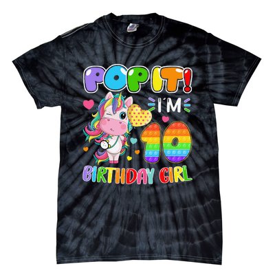 10th Birthday Unicorn Fidget Pop It Birthday 10 Year Tie-Dye T-Shirt