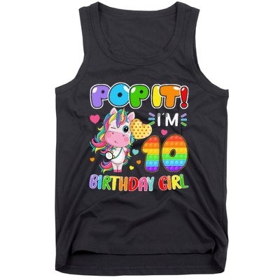 10th Birthday Unicorn Fidget Pop It Birthday 10 Year Tank Top