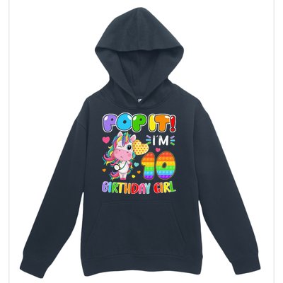 10th Birthday Unicorn Fidget Pop It Birthday 10 Year Urban Pullover Hoodie