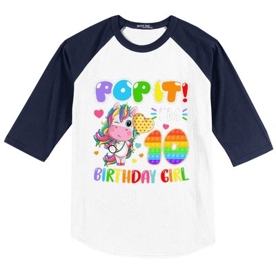 10th Birthday Unicorn Fidget Pop It Birthday 10 Year Baseball Sleeve Shirt