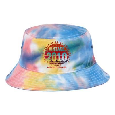 13th Birthday Vintage 2010 13 Years Old Tie Dye Newport Bucket Hat