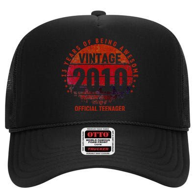 13th Birthday Vintage 2010 13 Years Old High Crown Mesh Back Trucker Hat