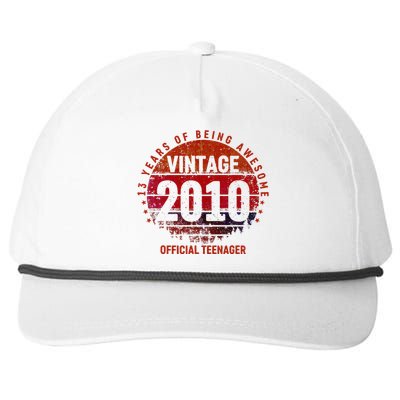 13th Birthday Vintage 2010 13 Years Old Snapback Five-Panel Rope Hat