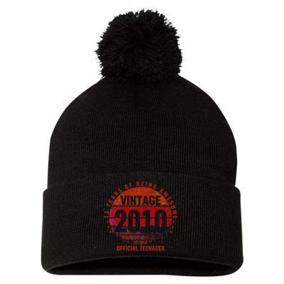 13th Birthday Vintage 2010 13 Years Old Pom Pom 12in Knit Beanie