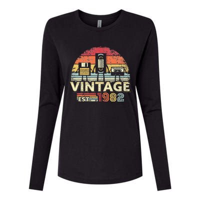 1982 Birthday Vintage Retro Vintage Womens Cotton Relaxed Long Sleeve T-Shirt