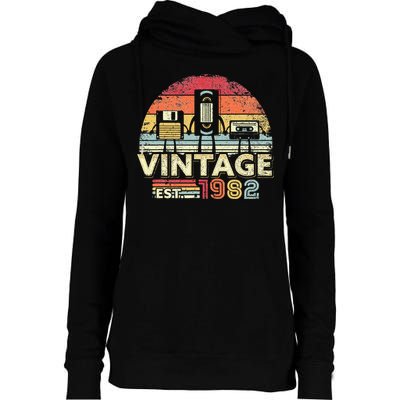 1982 Birthday Vintage Retro Vintage Womens Funnel Neck Pullover Hood