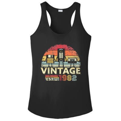 1982 Birthday Vintage Retro Vintage Ladies PosiCharge Competitor Racerback Tank