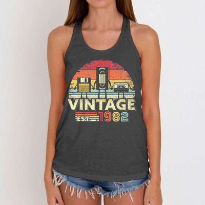 1982 Birthday Vintage Retro Vintage Women's Knotted Racerback Tank