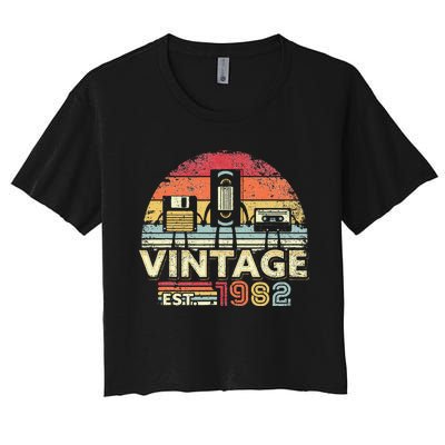 1982 Birthday Vintage Retro Vintage Women's Crop Top Tee