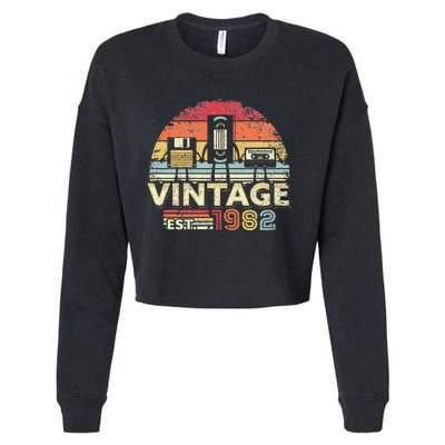 1982 Birthday Vintage Retro Vintage Cropped Pullover Crew