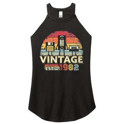 1982 Birthday Vintage Retro Vintage Women's Perfect Tri Rocker Tank