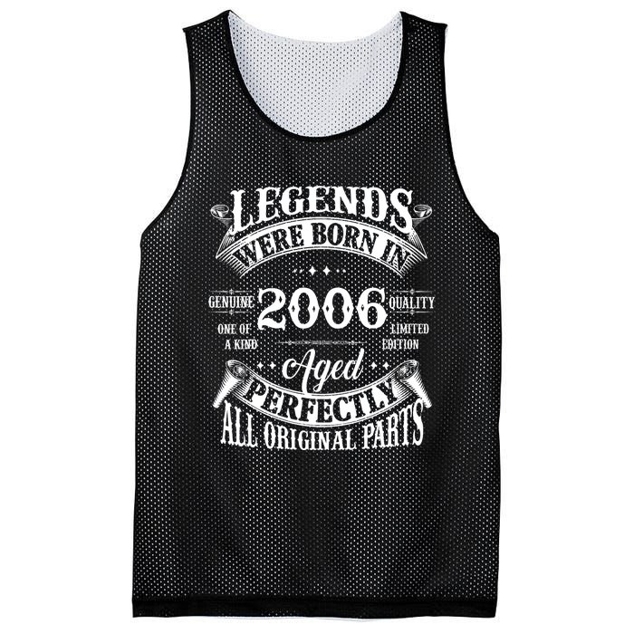 18th Birthday Vintage Legends Born In 2006 18 Years Old Mesh Reversible Basketball Jersey Tank