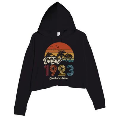 100th Birthday Vintage Limited Edition 1923 Crop Fleece Hoodie