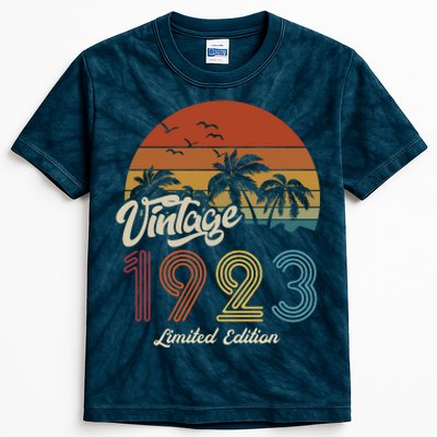 100th Birthday Vintage Limited Edition 1923 Kids Tie-Dye T-Shirt