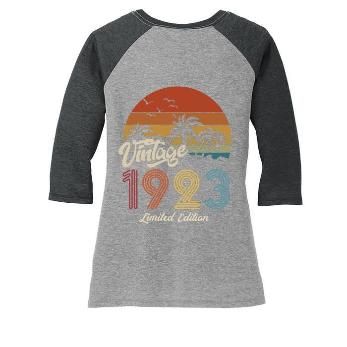 100th Birthday Vintage Limited Edition 1923 Women's Tri-Blend 3/4-Sleeve Raglan Shirt