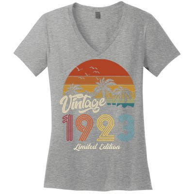 100th Birthday Vintage Limited Edition 1923 Women's V-Neck T-Shirt