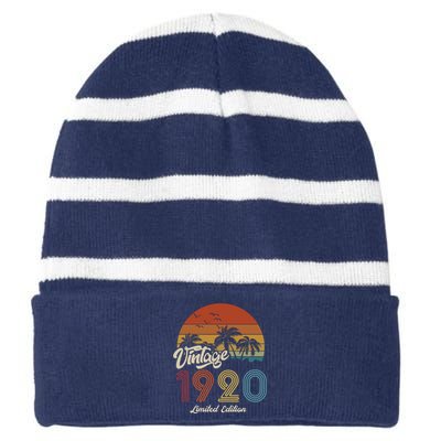 103rd Birthday Vintage Limited Edition 1920 Striped Beanie with Solid Band