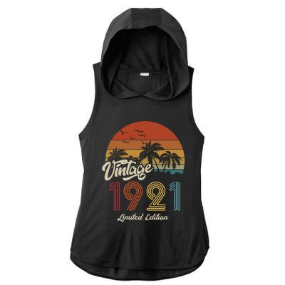 102nd Birthday Vintage Limited Edition 1921 Ladies PosiCharge Tri-Blend Wicking Draft Hoodie Tank